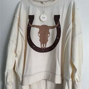 Oddi Cream Graphic Horseshoe Sweatshirt